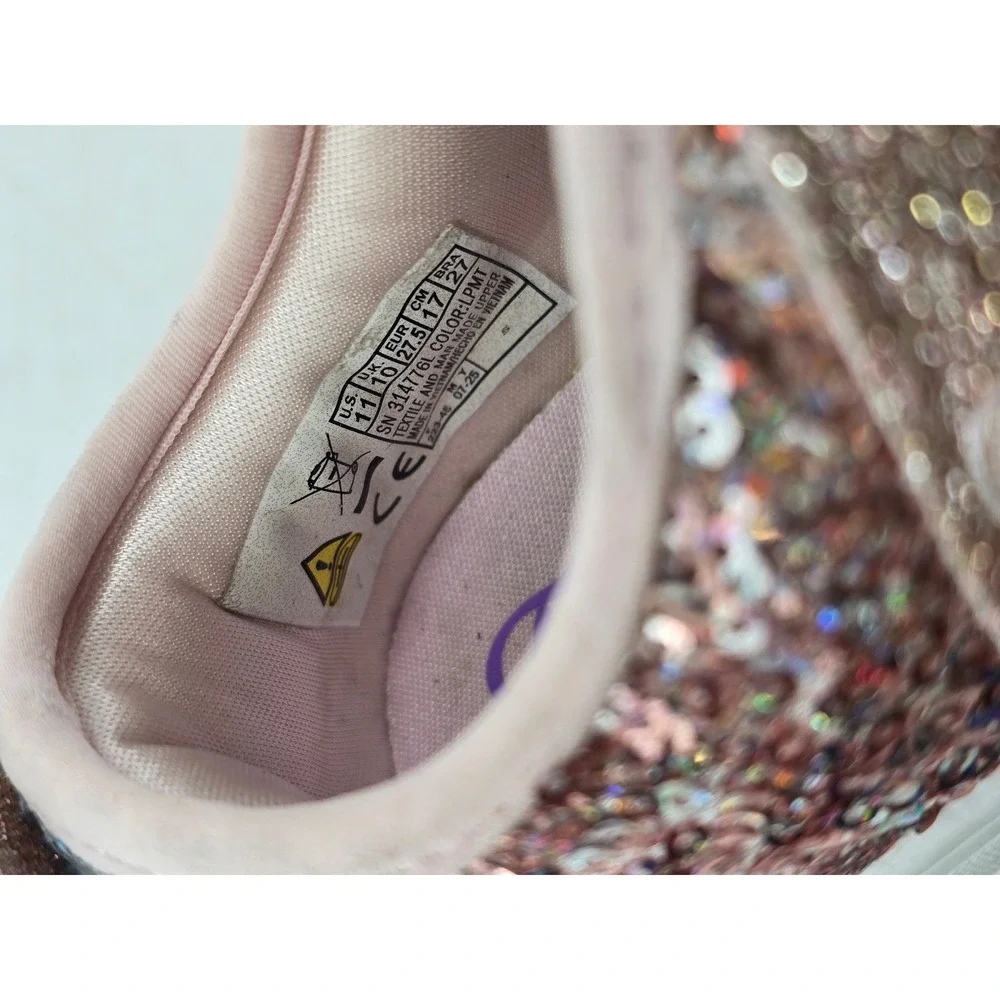 Skechers Twinkle Toes Sneakers Girls Size 11 Light Pink Multi Sequin - Excellent